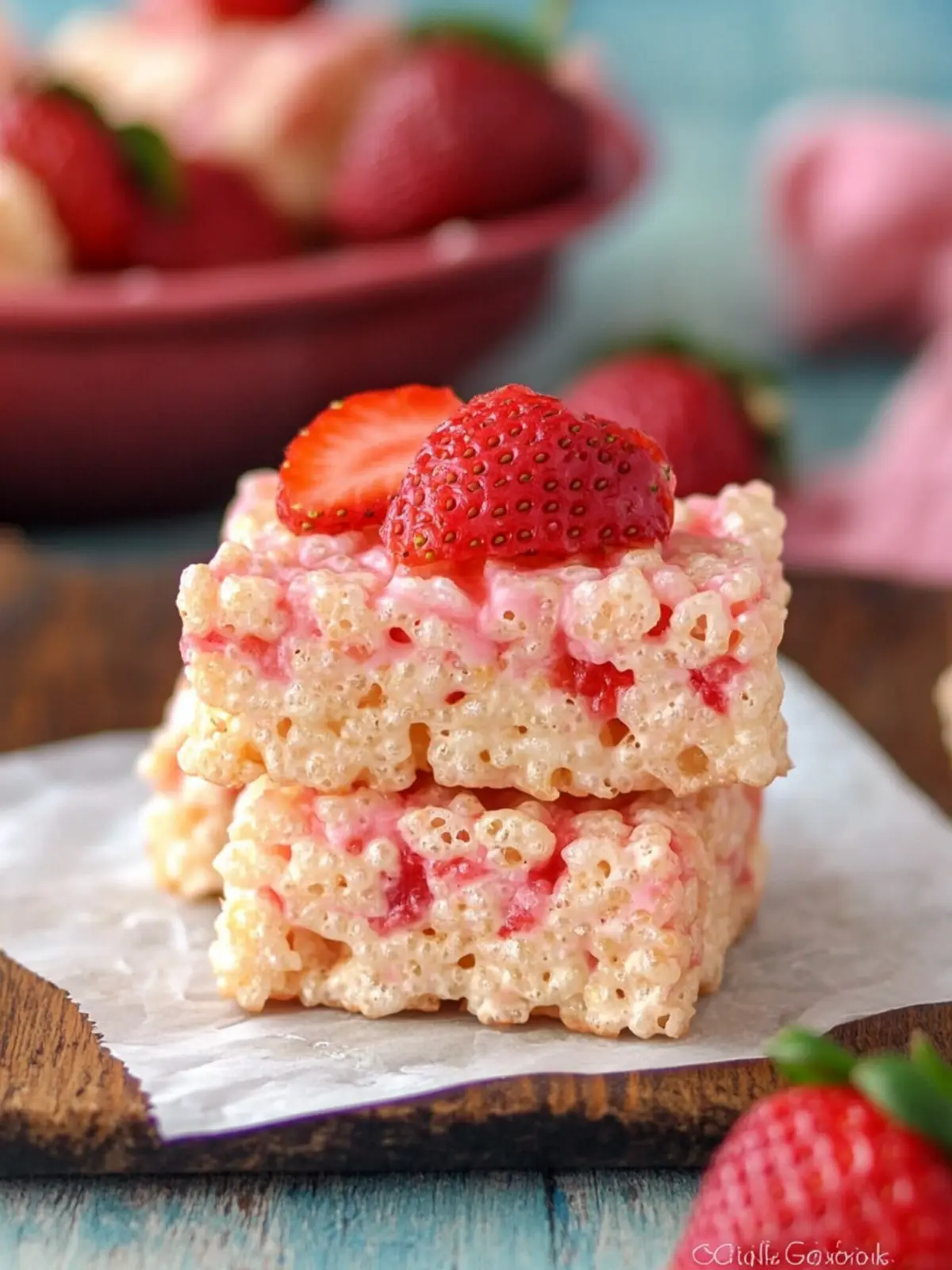 Strawberry Cheesecake Rice Krispie Treats