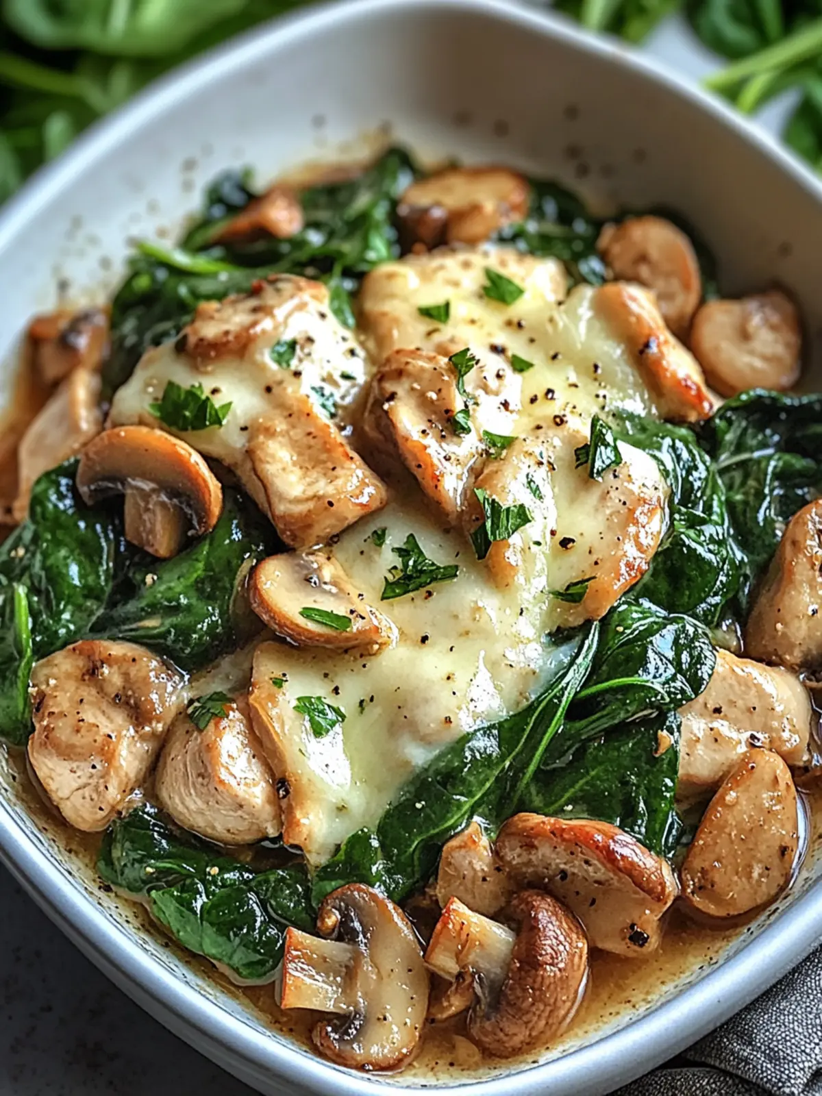 Delicious Chicken Spinach & Mushroom Low Carb