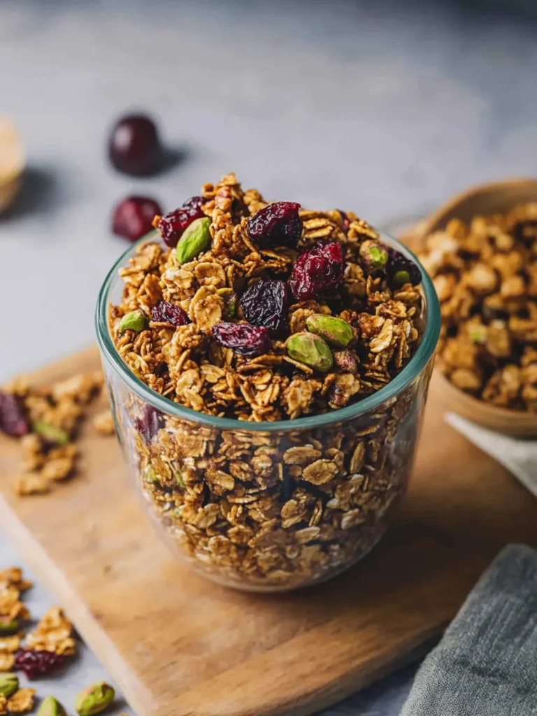 Homemade Pistachio Granola Recipe with Dried Cherries