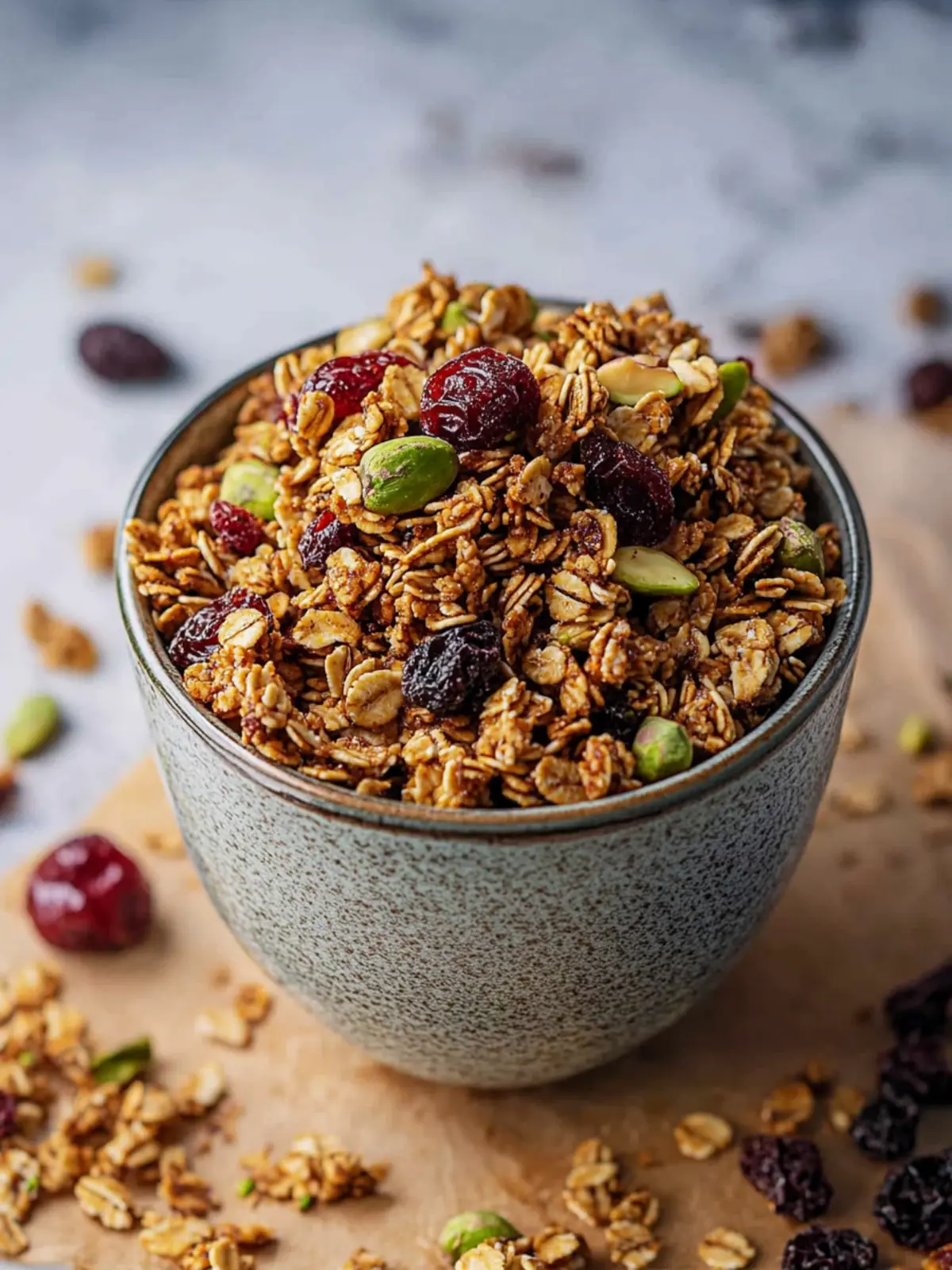 Homemade Pistachio Granola Recipe with Dried Cherries