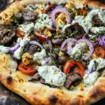 Gyro Pizza with a Tzatziki Drizzle