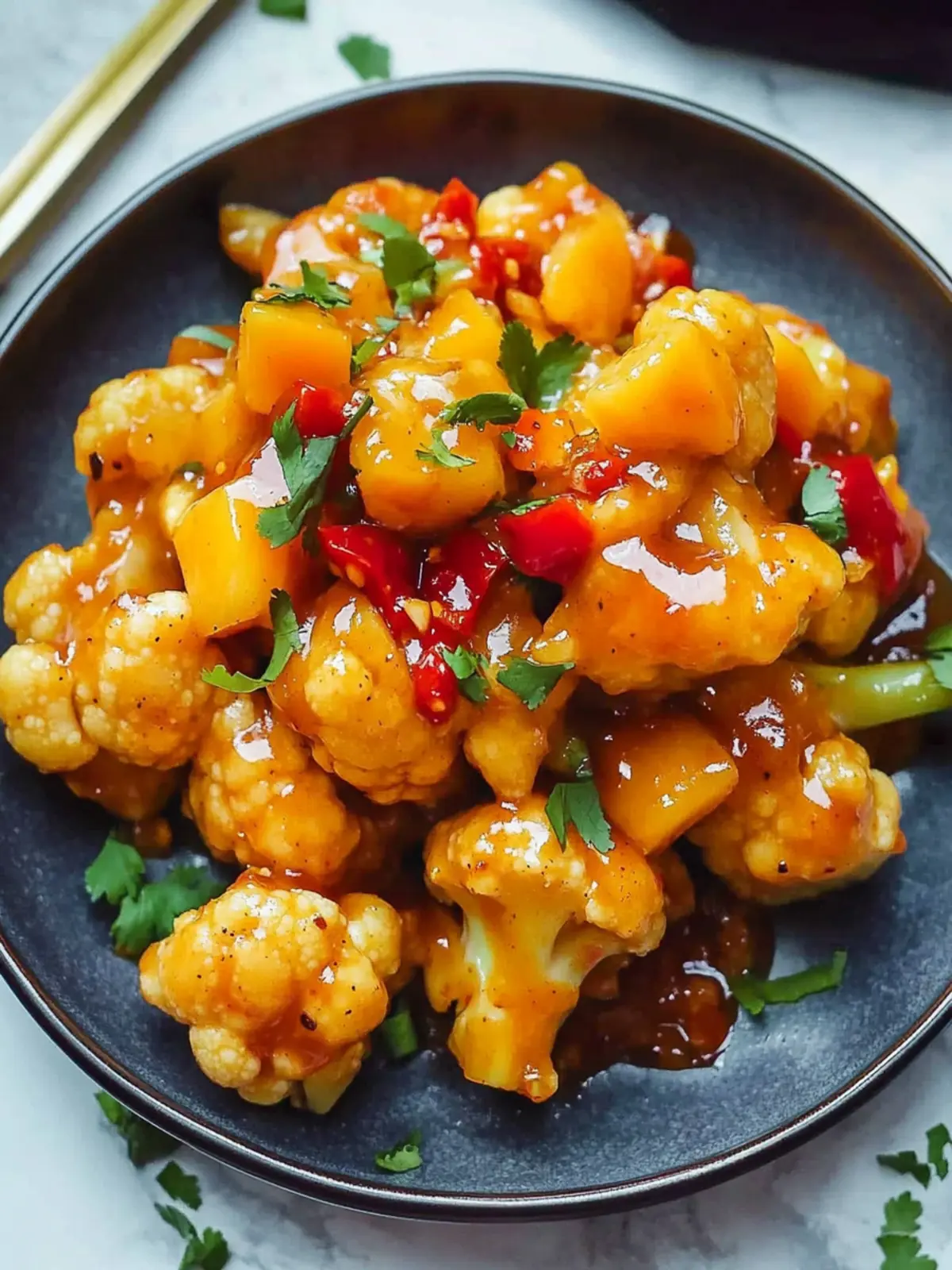 Chili Mango Glazed Cauliflower