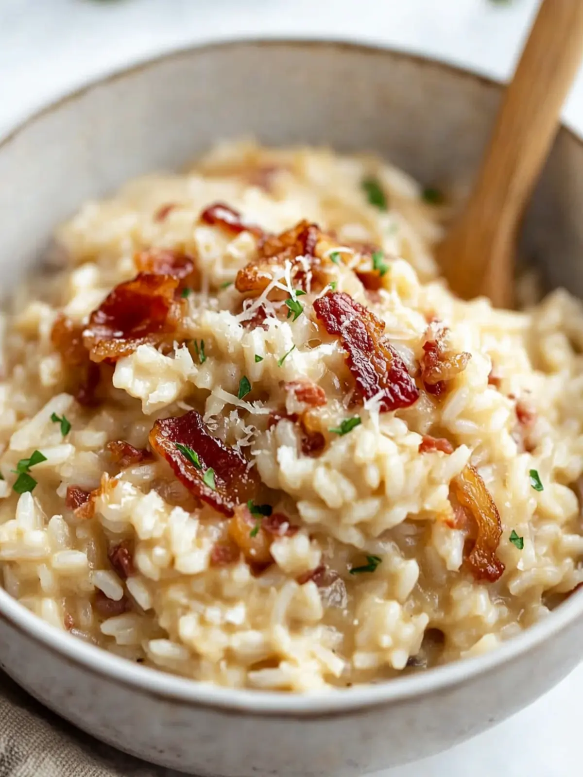 Caramelized Onion, Bacon, and Parmesan Risotto