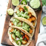 Crispy Vegan Potato Tacos with Jalapeño Cilantro Sauce