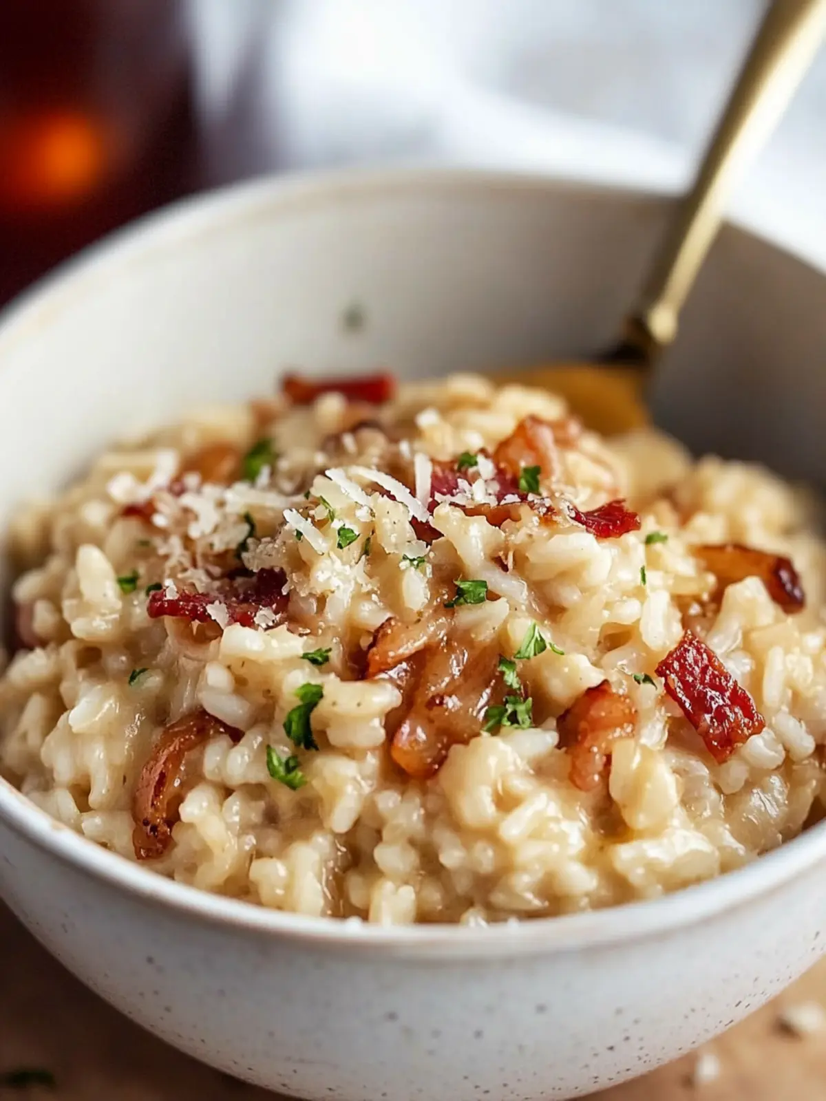 Caramelized Onion, Bacon, and Parmesan Risotto