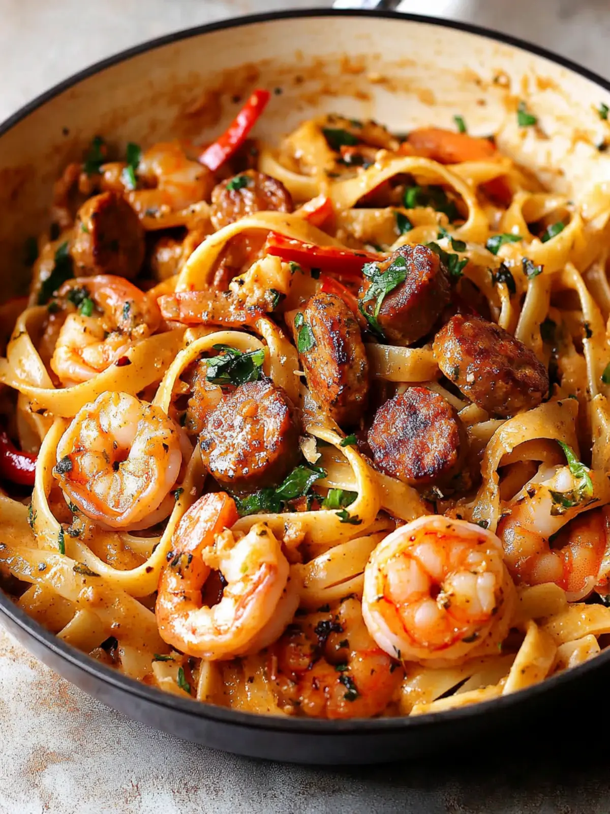Creamy Cajun Shrimp and Sausage Pasta