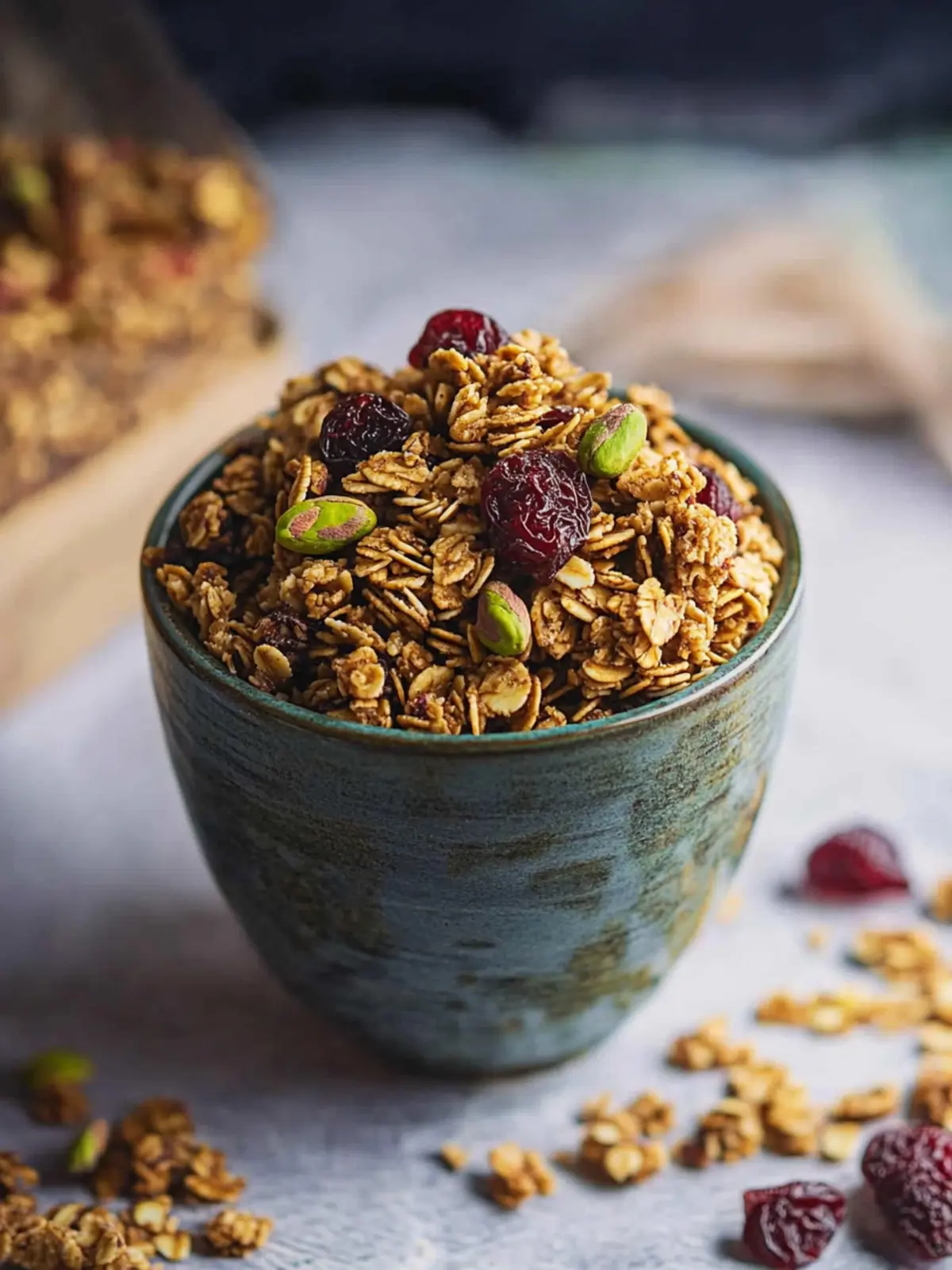Homemade Pistachio Granola Recipe with Dried Cherries