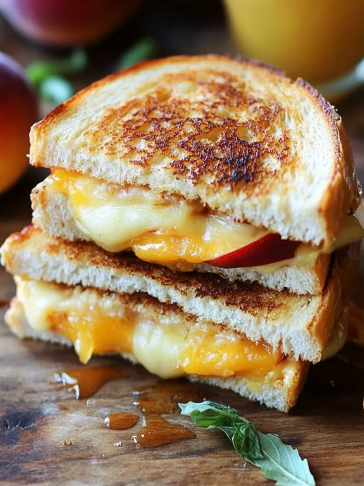 Honey Peach White Cheddar Grilled Cheese Sandwich