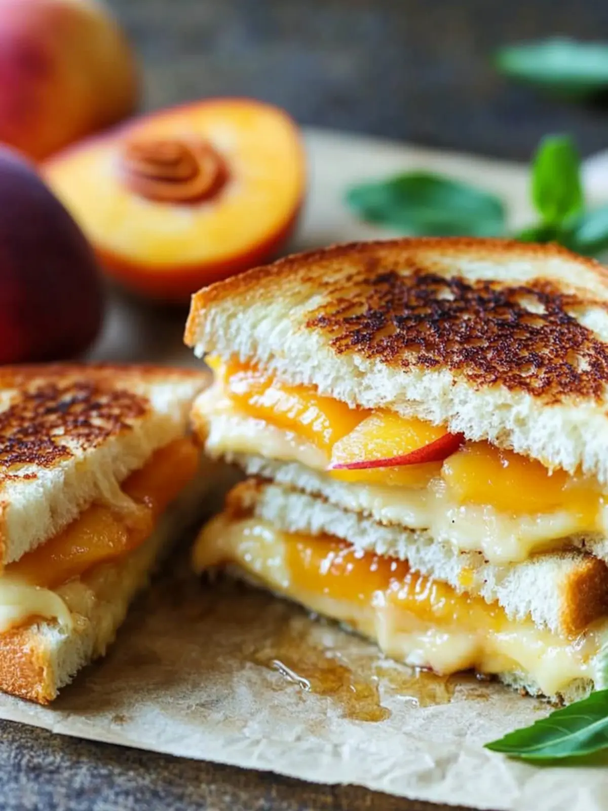 Honey Peach White Cheddar Grilled Cheese Sandwich