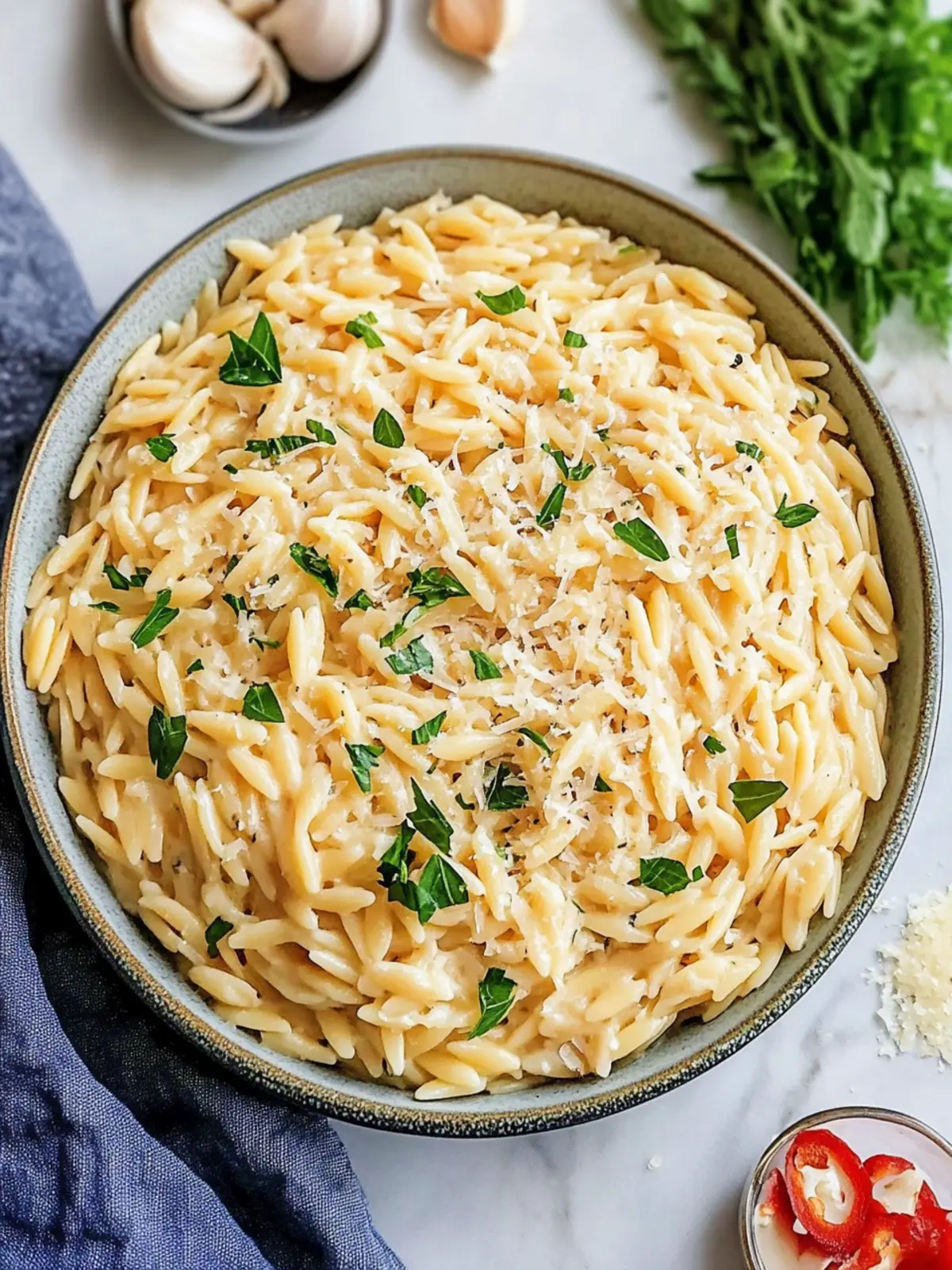 One Pot Garlic Parmesan Orzo