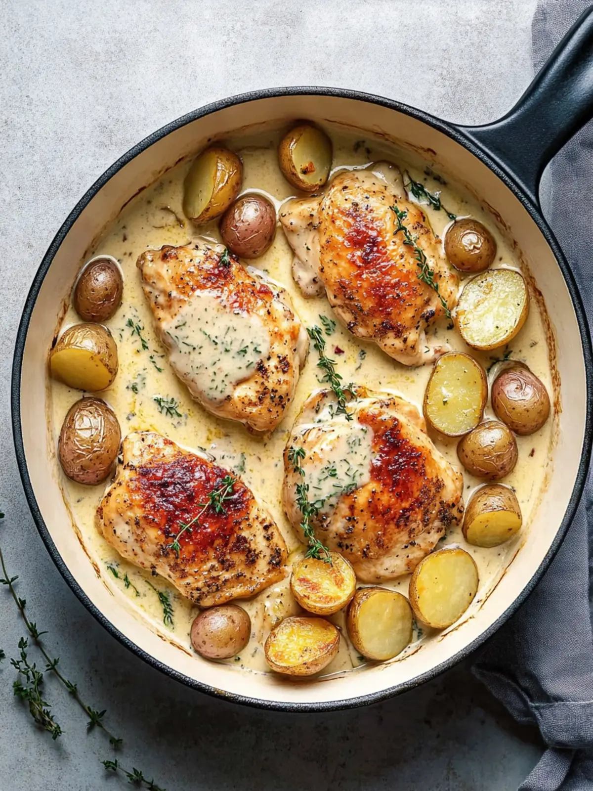 Chicken and Potatoes with Dijon Cream Sauce