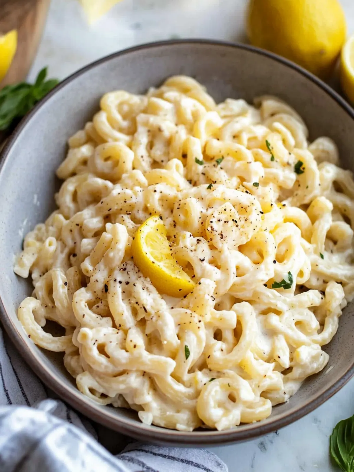 High Protein Creamy Lemon Greek Yogurt Pasta