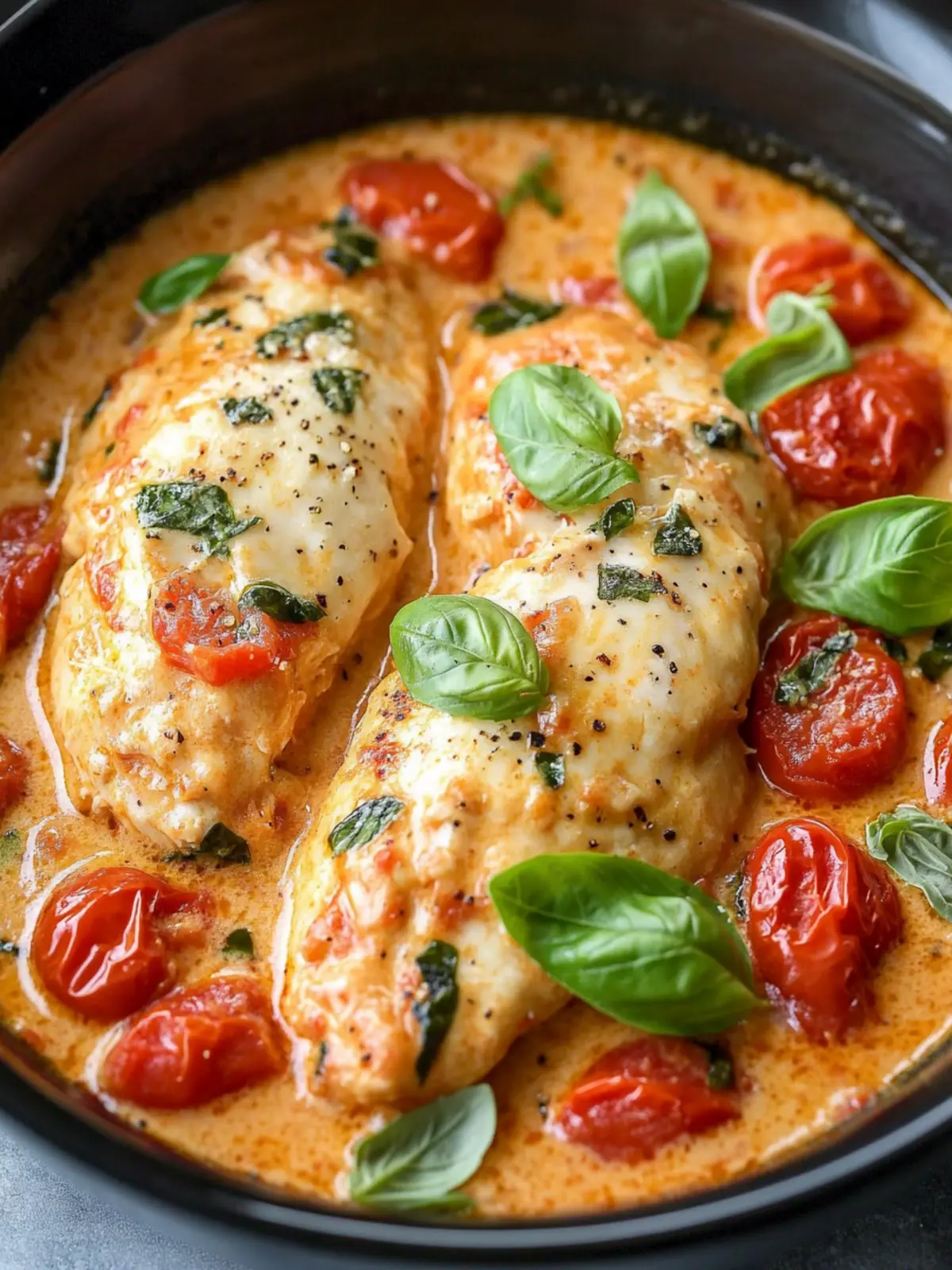 Slow Cooker Creamy Tomato Basil Chicken
