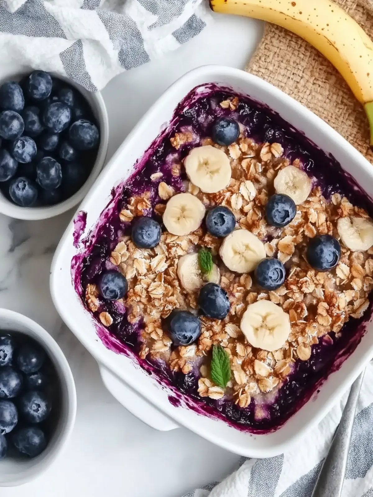 Heart Healthy Oatmeal Blueberry Casserole with Bananas