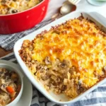 Healthy Dinner Hamburger and Hash Brown Casserole with Cream of Mushroom Soup