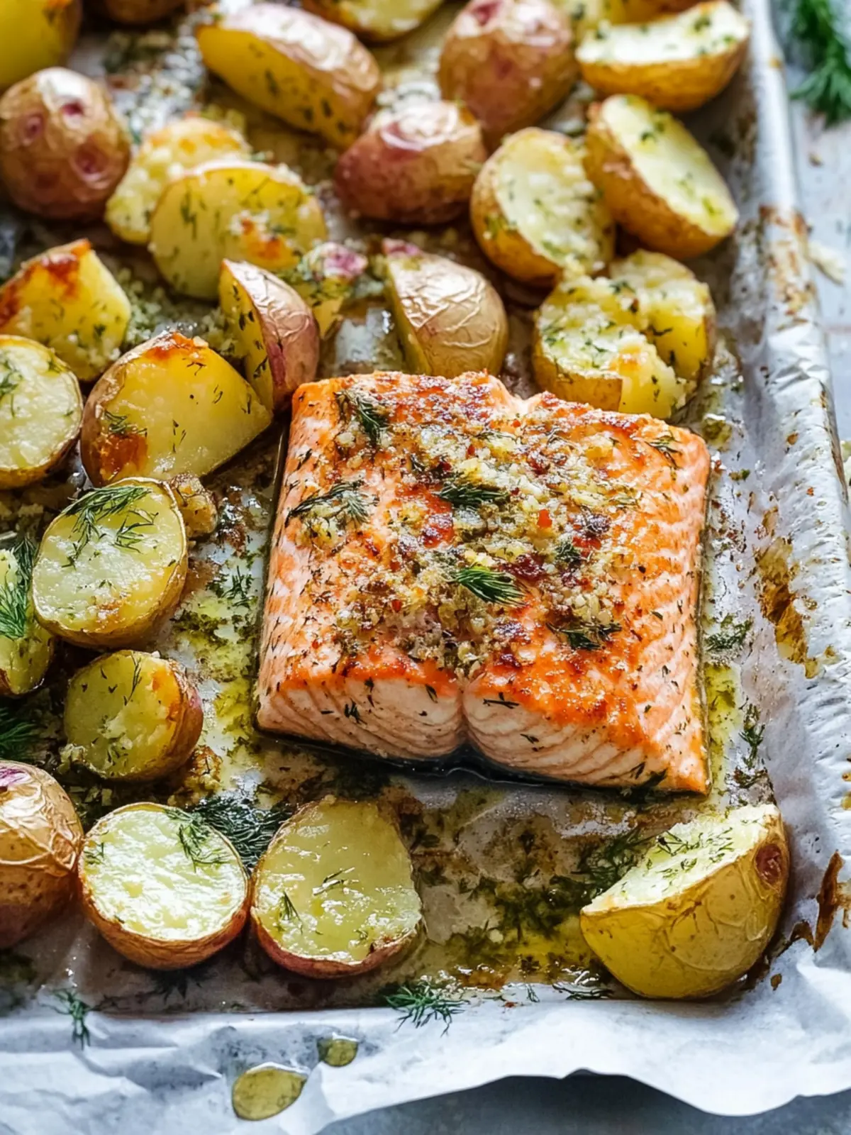 Sheet Pan Salmon with Dill Potatoes