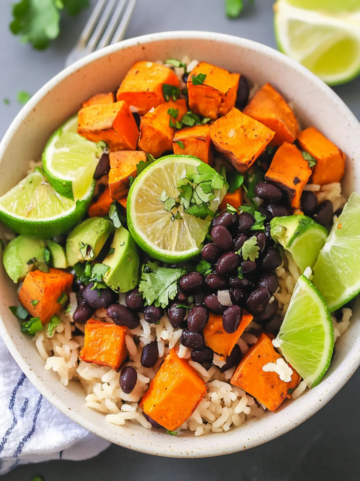 High Protein Sweet Potato Black Bean Rice Bowl