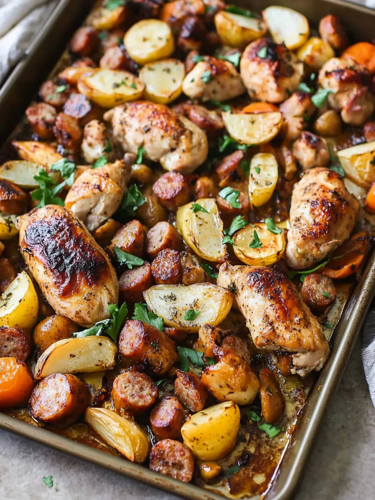 Sheet Pan Chicken and Sausage Bake