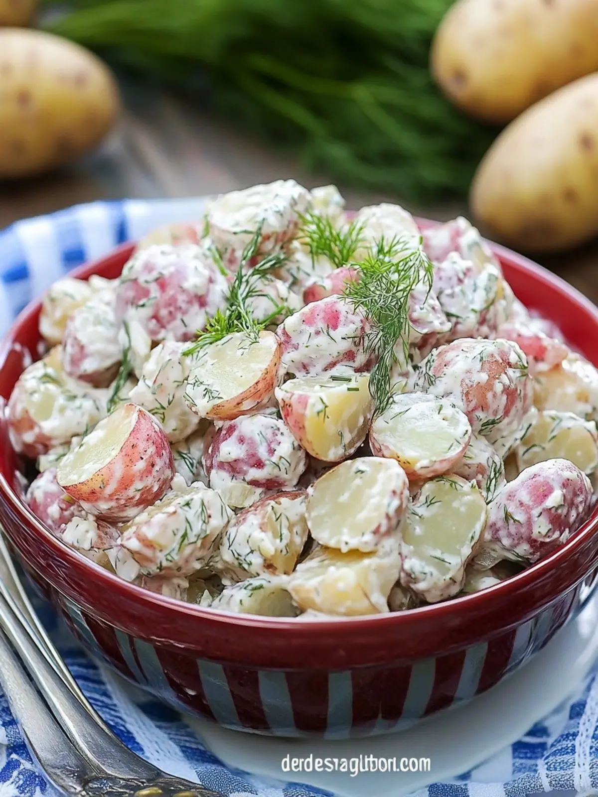 4th of July Creamy Red Potato Salad with Dill