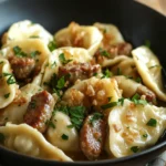 4-Ingredient Slow Cooker Sausage and Pierogies