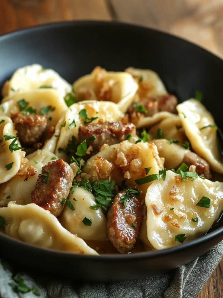 4-Ingredient Slow Cooker Sausage and Pierogies