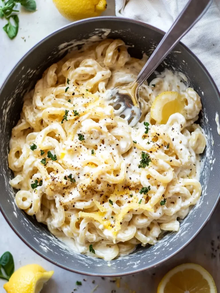 High Protein Creamy Lemon Greek Yogurt Pasta