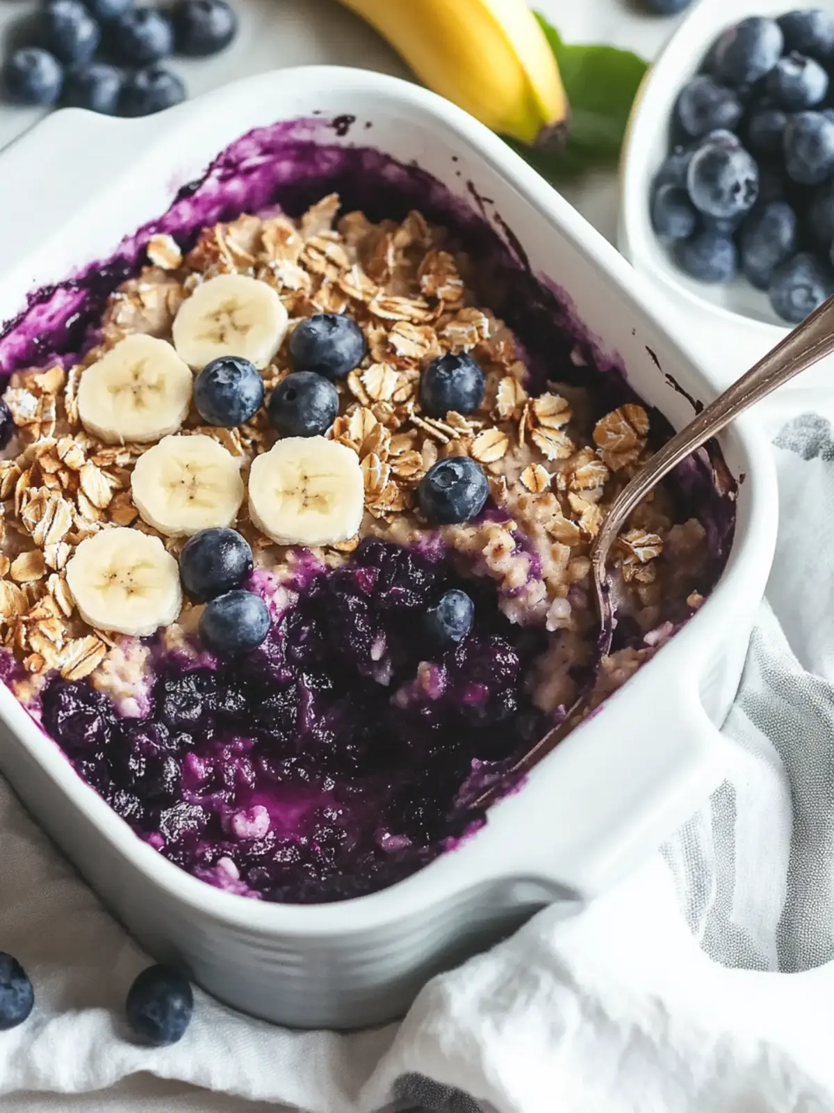 Heart Healthy Oatmeal Blueberry Casserole with Bananas