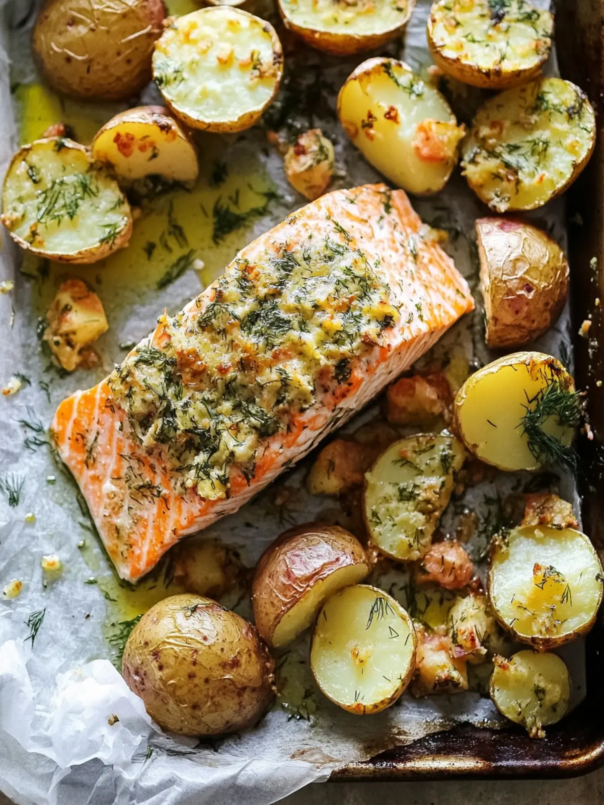 Sheet Pan Salmon with Dill Potatoes