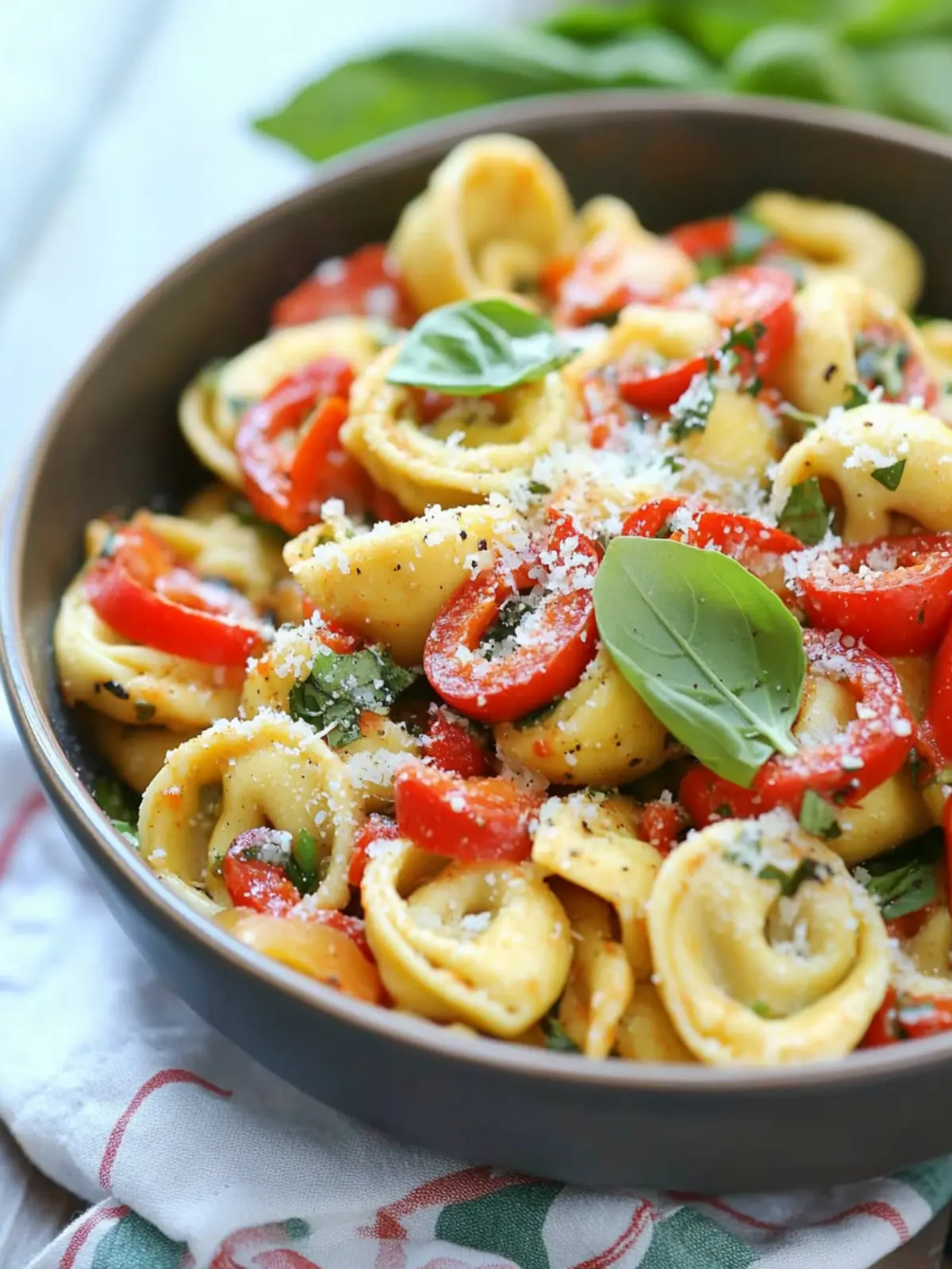 Roasted Red Pepper and Parmesan Tortellini Salad