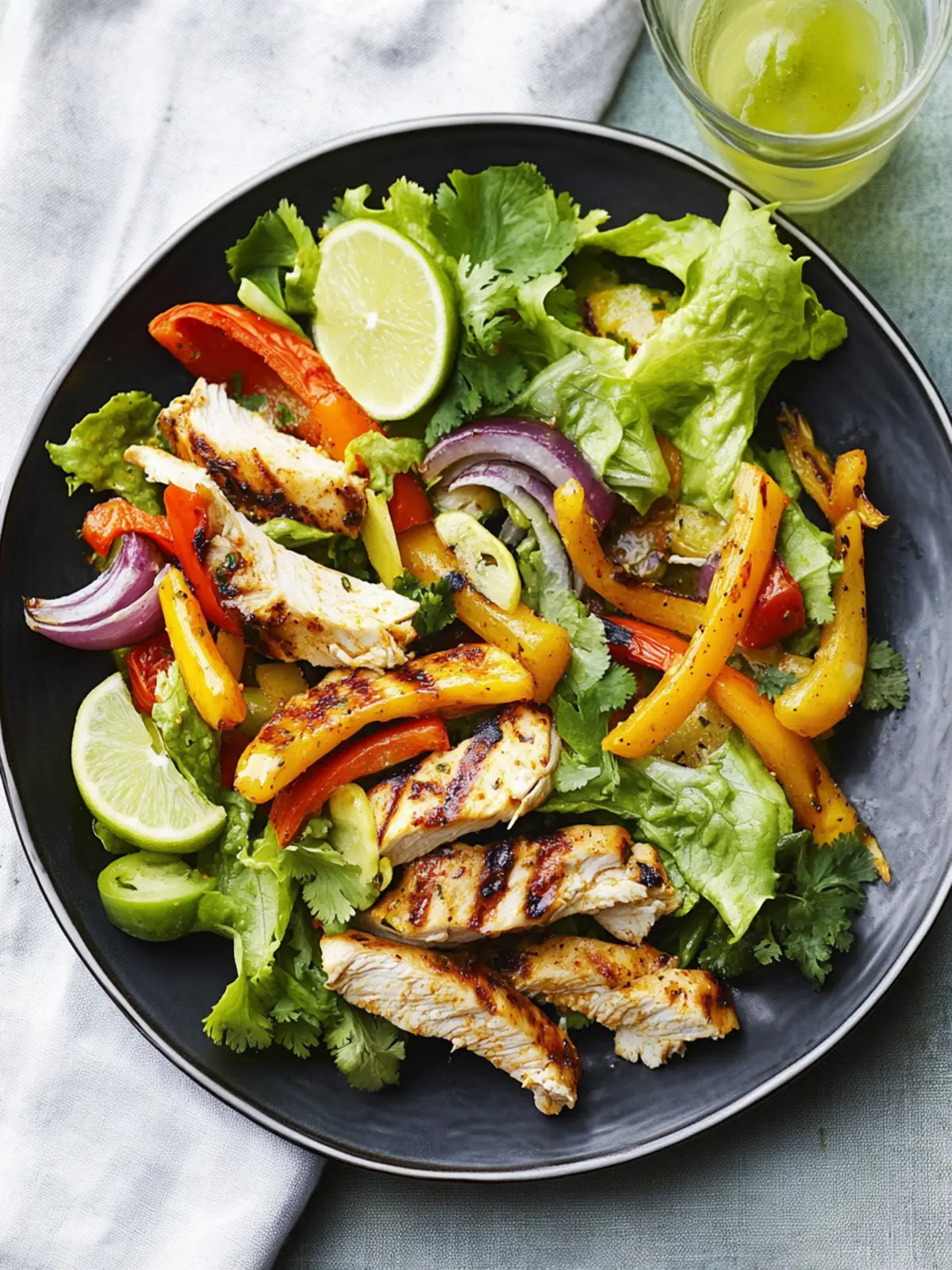 cardiac diet Chicken Fajita Salad with Lime-Cilantro Vinaigrette