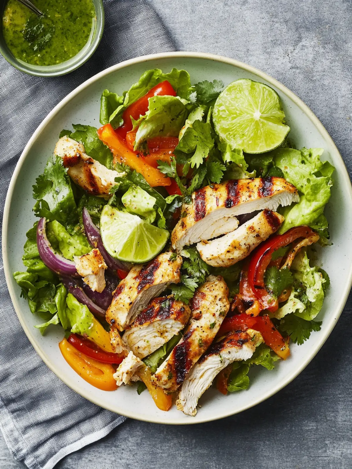 cardiac diet Chicken Fajita Salad with Lime-Cilantro Vinaigrette