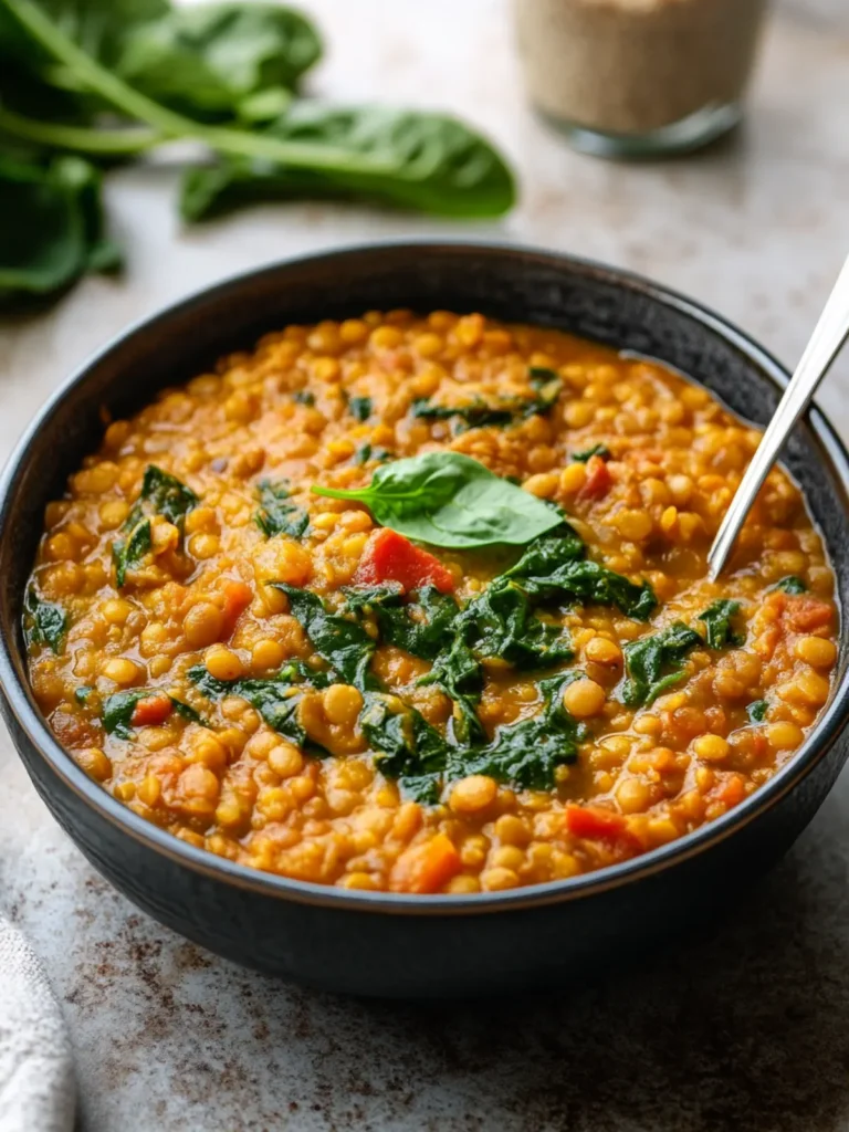 Diabetics Dinner Lentil and Spinach Curry