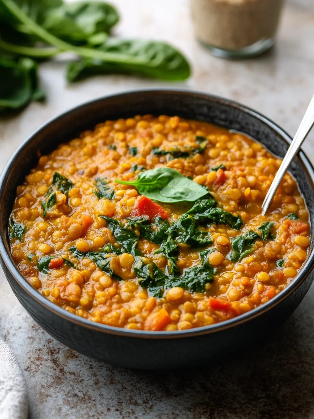 Diabetics Dinner Lentil and Spinach Curry