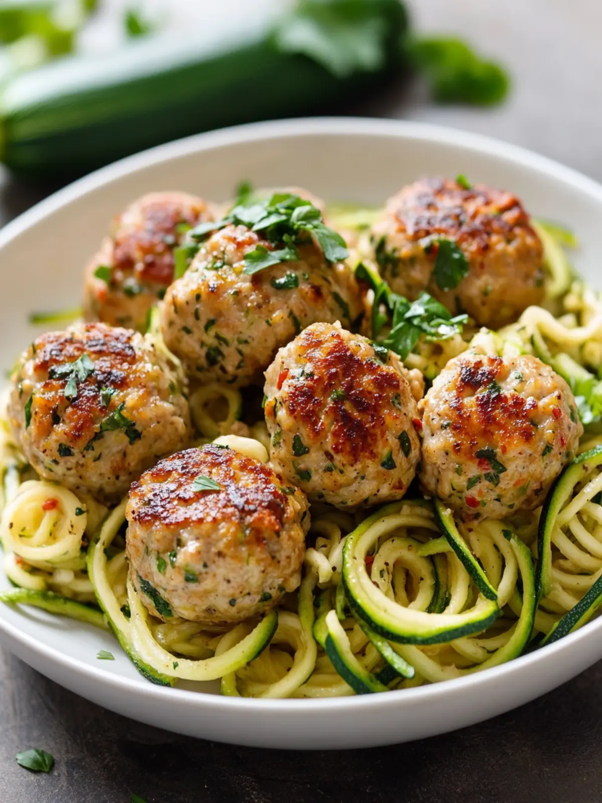 cardiac diet Turkey-Chicken Meatballs with Zucchini Noodles