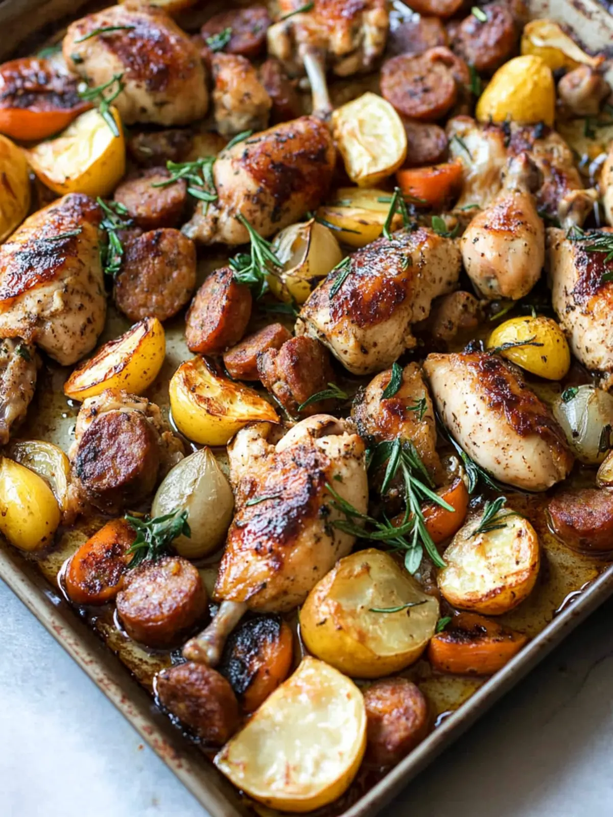 Sheet Pan Chicken and Sausage Bake