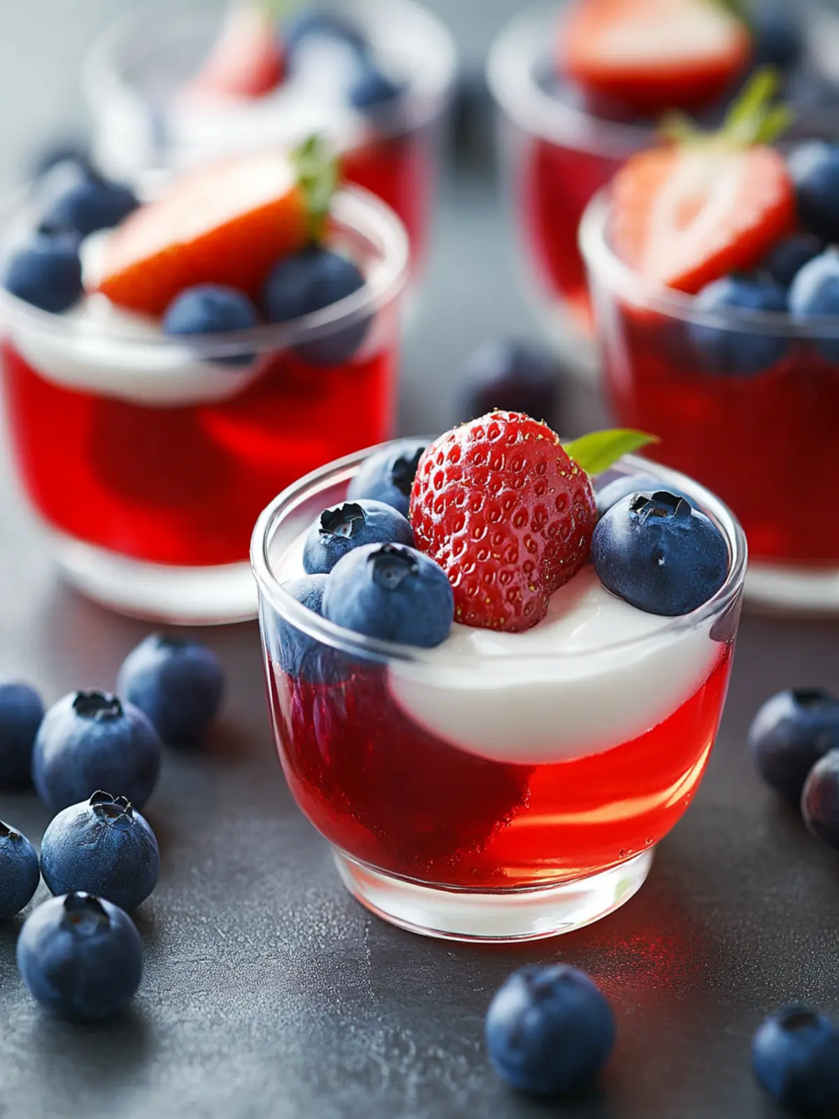4th of July Jello Cups with Fresh Berries