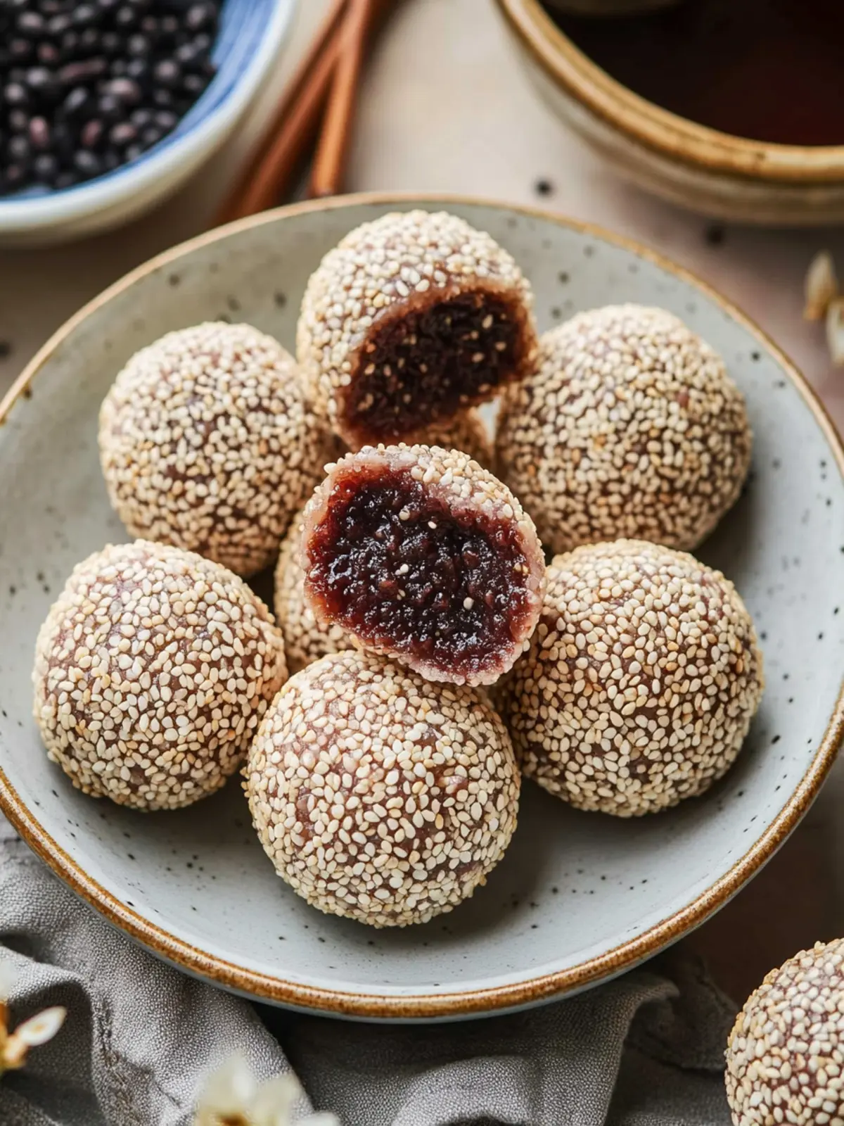 Sesame Balls with Red Bean Paste