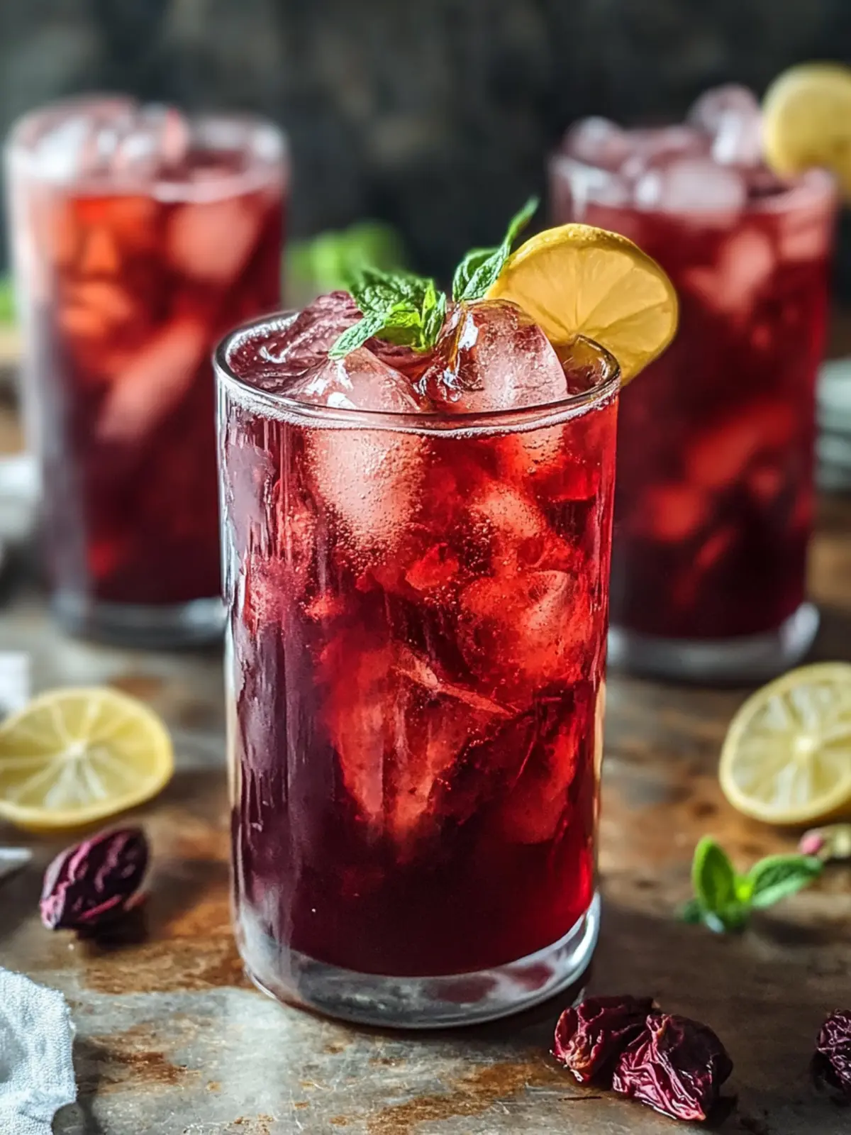 Refreshing Hibiscus Ginger Iced Tea