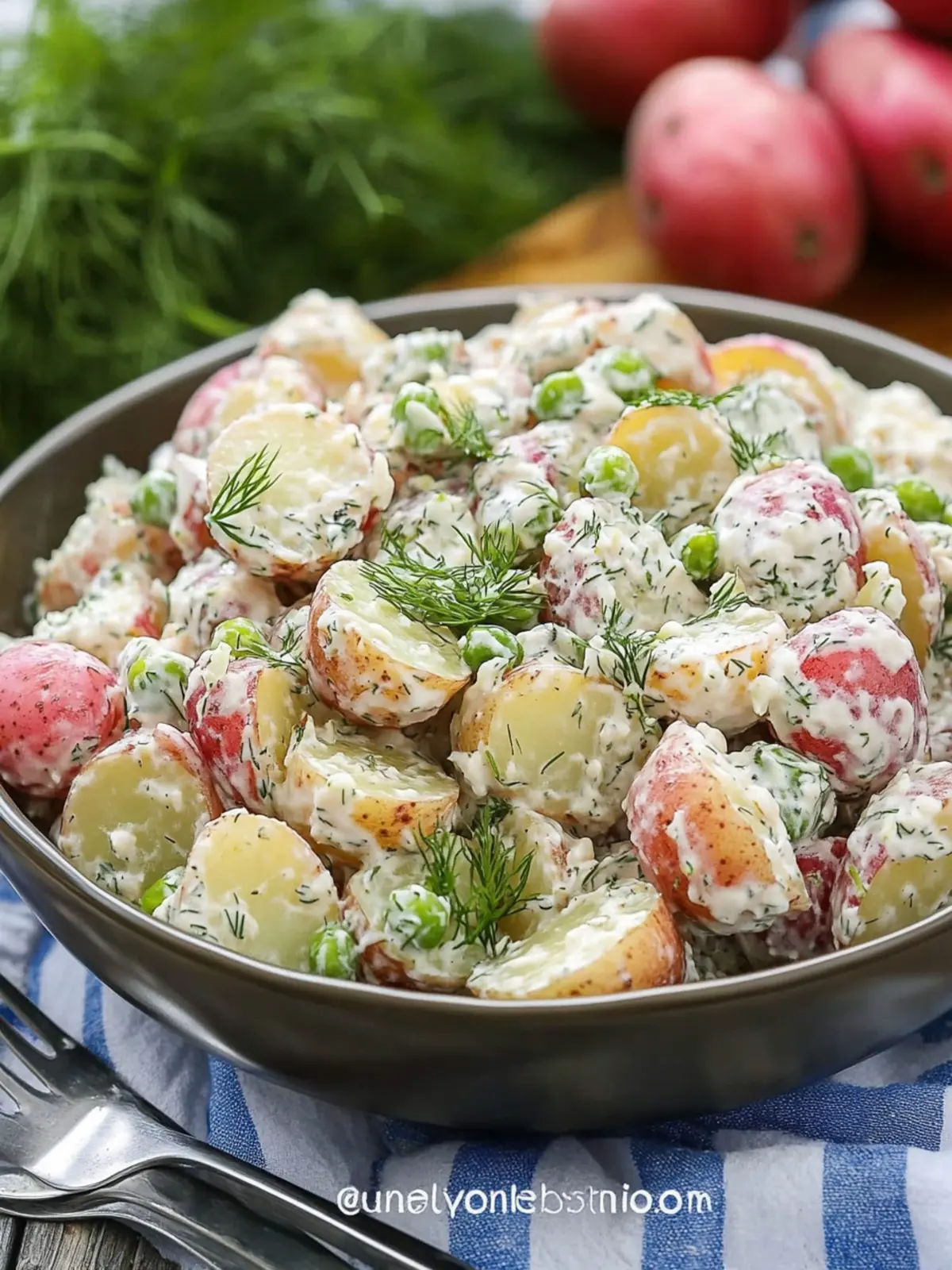 4th of July Creamy Red Potato Salad with Dill