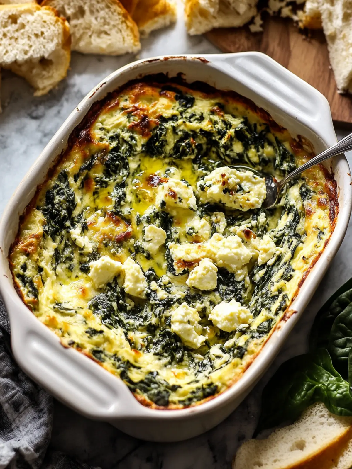 Spinach and Pepperoncini Baked Feta Dip