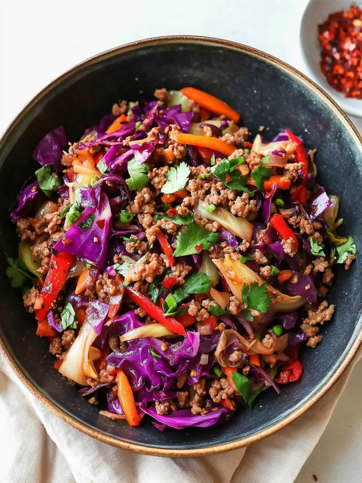 High Protein Healthy Ground Beef Cabbage Stir-Fry