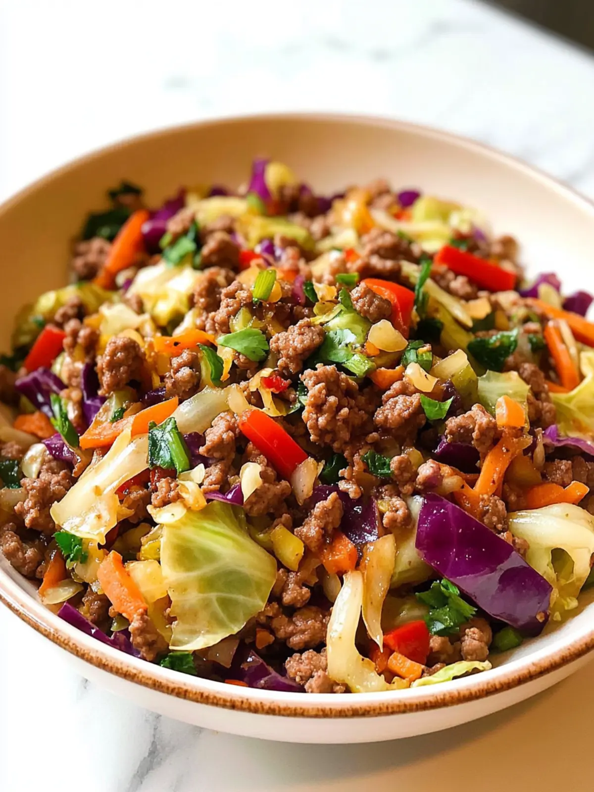 High Protein Healthy Ground Beef Cabbage Stir-Fry