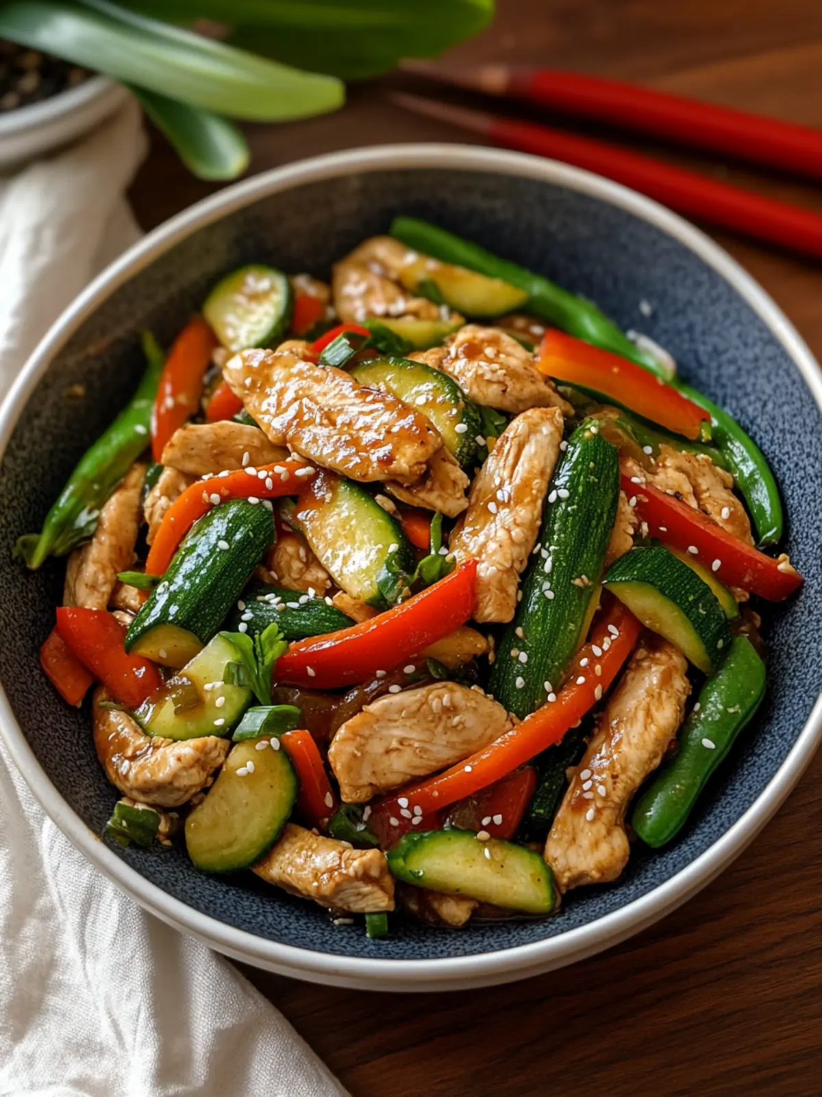 Diabetics Dinner Chicken Stir Fry with Mixed Vegetables