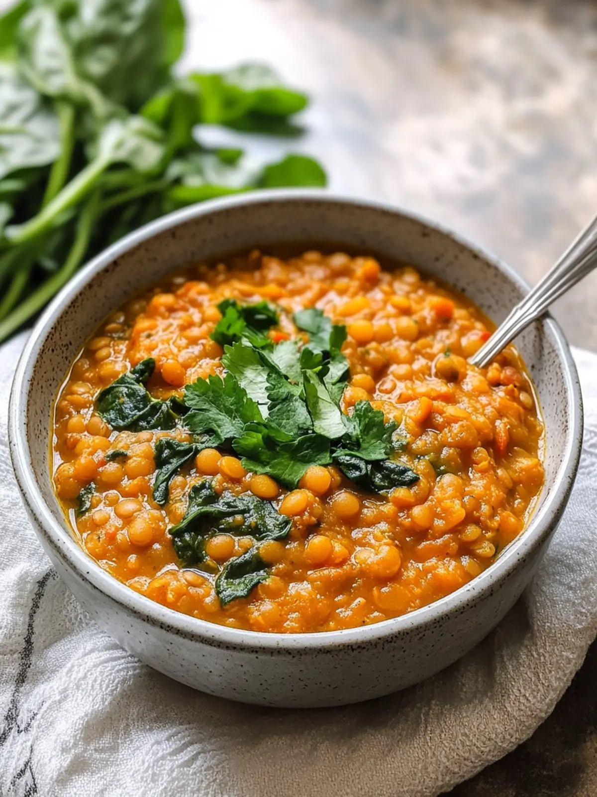 Diabetics Dinner Lentil and Spinach Curry