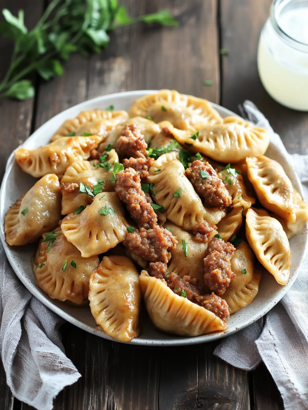 4-Ingredient Slow Cooker Sausage and Pierogies