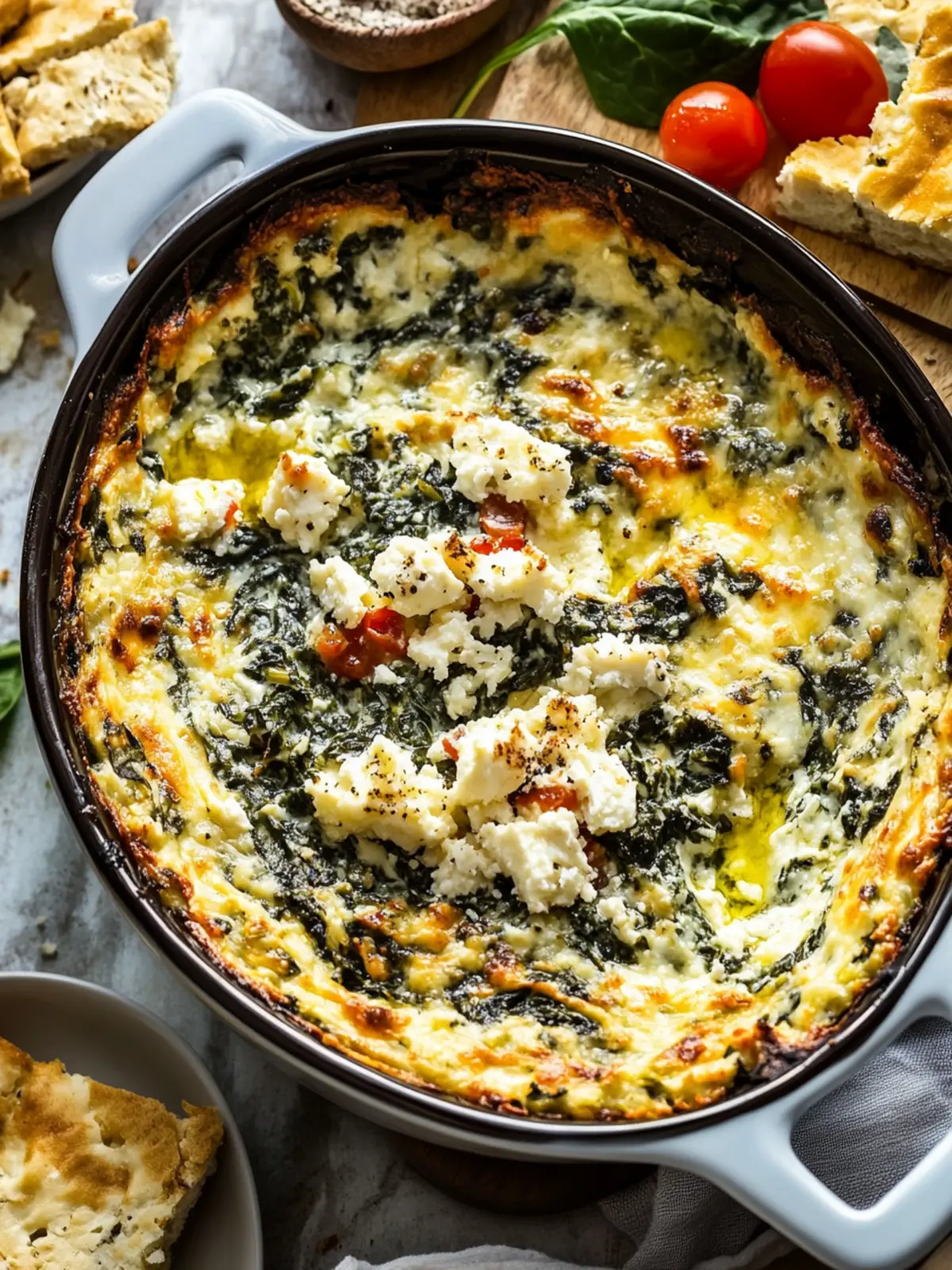 Spinach and Pepperoncini Baked Feta Dip