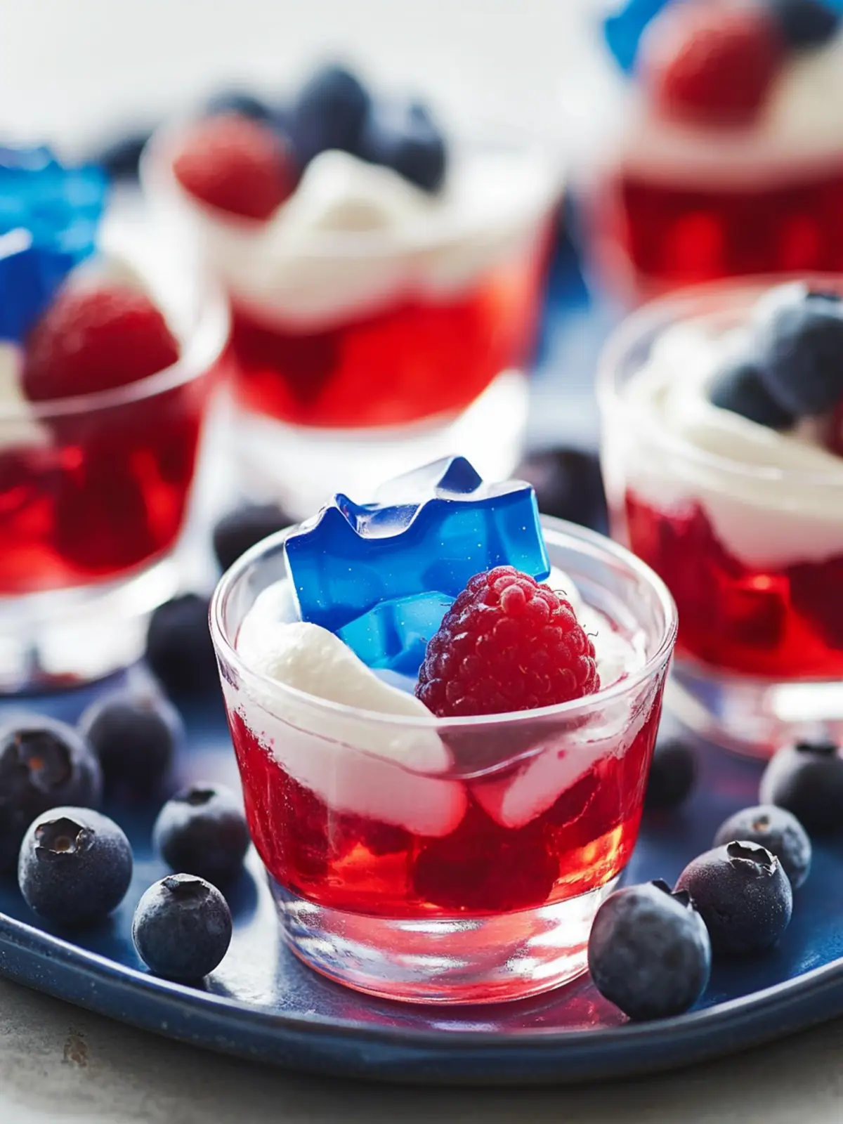 4th of July Jello Cups with Fresh Berries