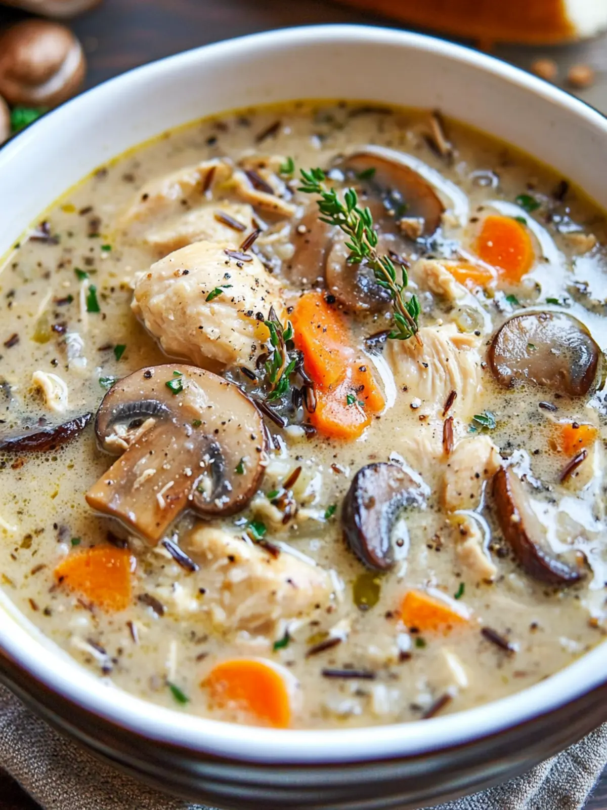 Creamy Mushroom Chicken and Wild Rice Soup