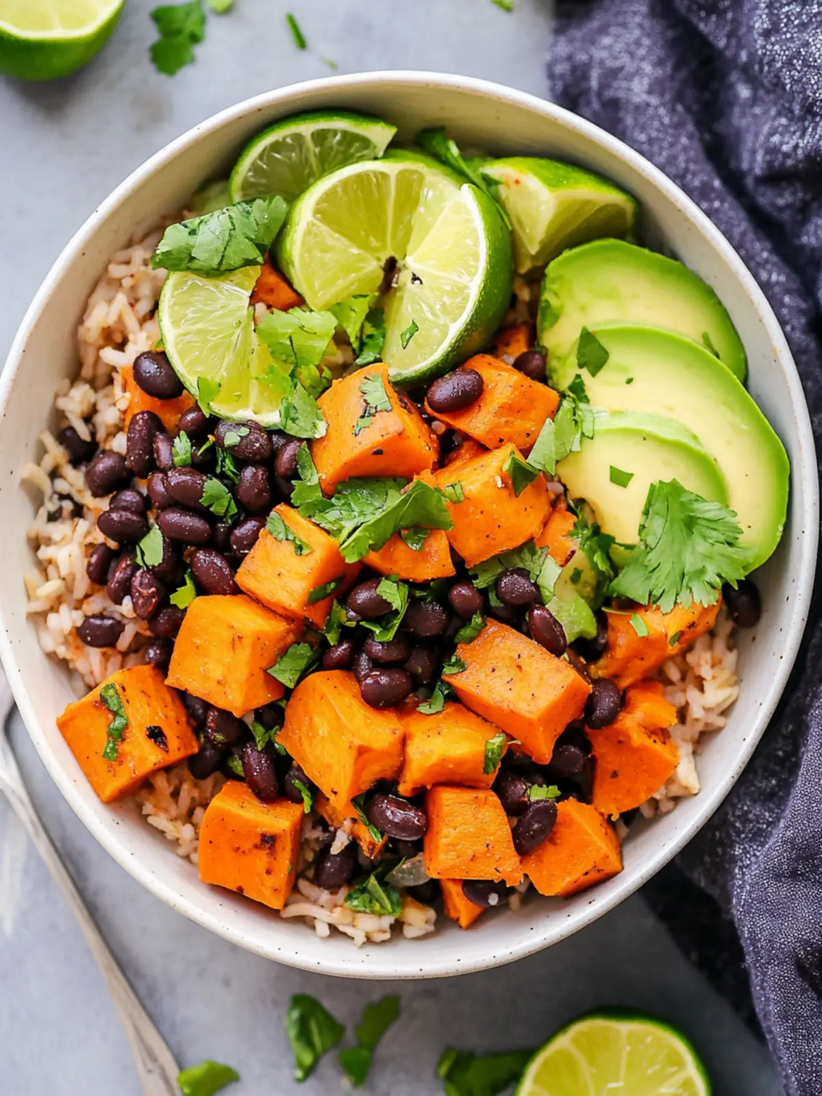 High Protein Sweet Potato Black Bean Rice Bowl