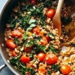 One-Pan Farro with Tomatoes and Kale